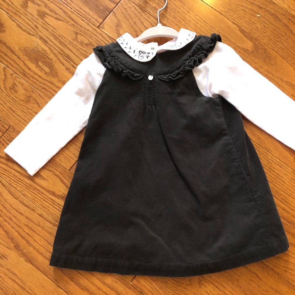 Beautiful dres .. brown corduroy with pink blouse